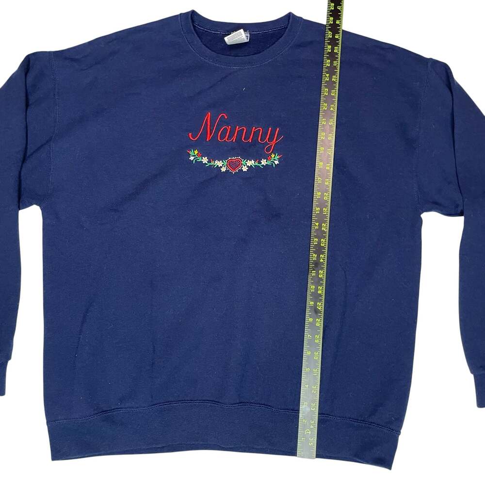 Jerzees Nanny Embroidered Sweatshirt Navy Crewneck Mens XL - Picture 2 of 5